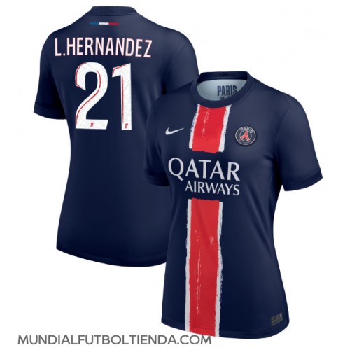 Camiseta Paris Saint-Germain Lucas Hernandez #21 Primera Equipación Replica 2024-25 para mujer mangas cortas